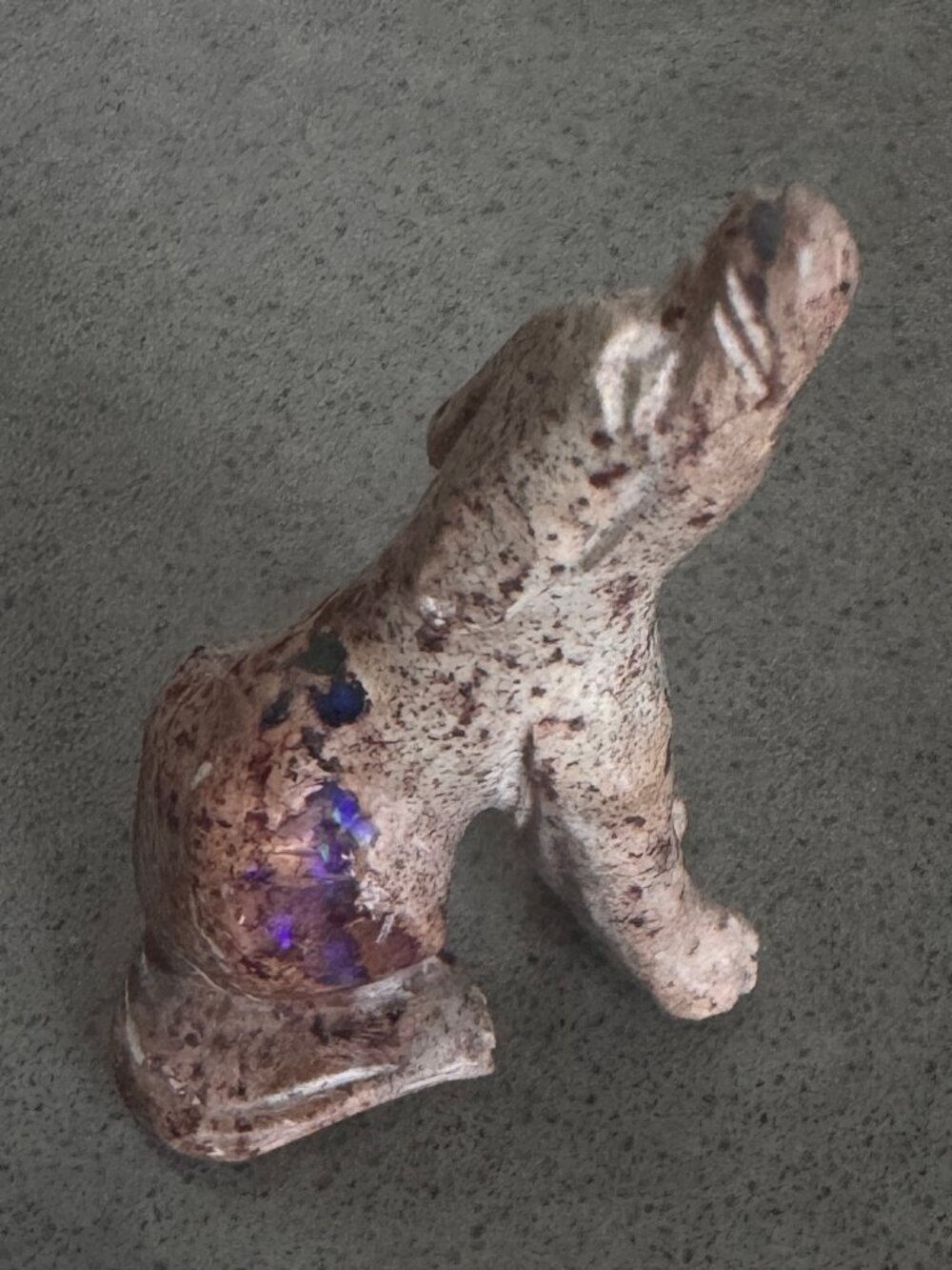Miniature Mexican Fire Opal Crystal Sculpture Wolf Canine Rainbow Artisan OOAK